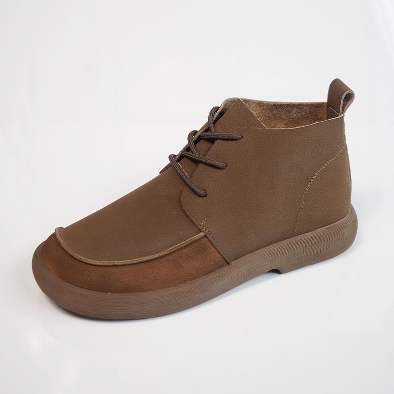 Autumn/Winter Men’s Brown Retro Martin Boots - British Style, Versatile, Mid-Top Design for Casual Outdoor Wear