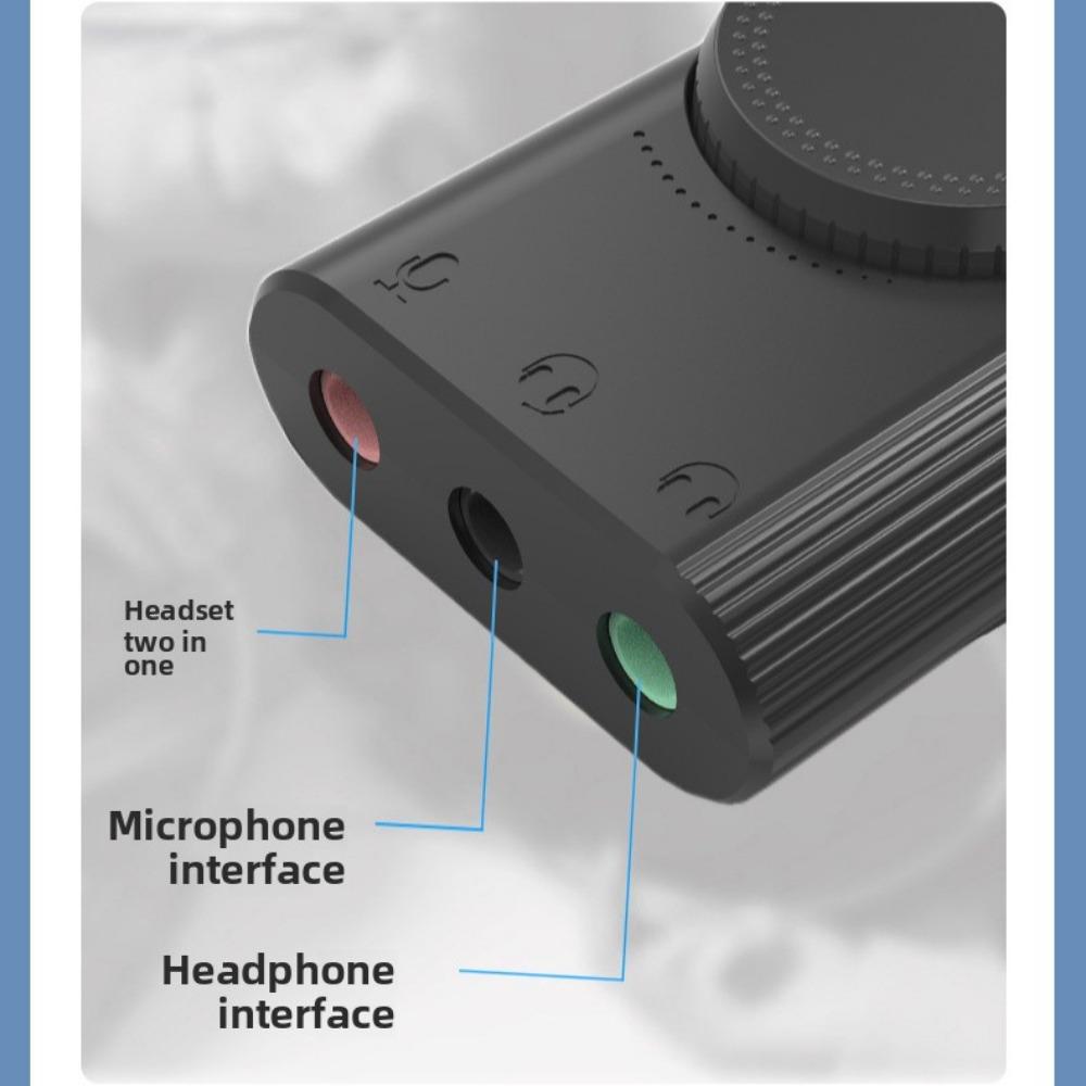 USB Sound Card with One Key Mute Mic Free Driver External Audio Converter