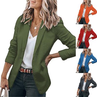 Damen Freizeit Revers Offen Vorne Strickjacke Langarm Arbeitsanzug Jacke Mantel