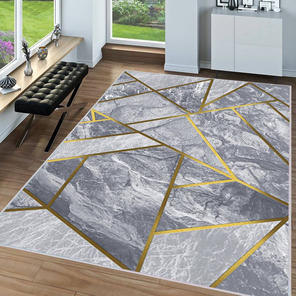 

Домашний моющийся ковер с принтом Eliana LNA1582-HT1388 50x80 серый