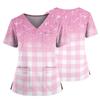Women's Casual Printed V-Neck Pocket Side Slit Short Sleeved Top Short Sleeved Top