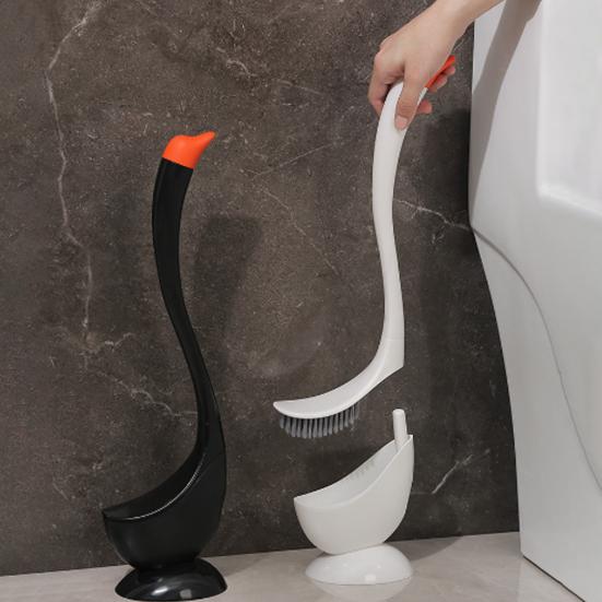 Toilet Brush Set with Ventilated Base Swan Shape Cleaning Brush for Powerful Scrubbing Bathroom Scrubber