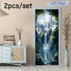 2pcs Natural Landscape Waterfall Wall Stickers Living Room Entrance Decoration Stickers Self-adhesive Removable Bedroom Backgrou