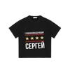 Black T Shirt with Russian Text and Stars Print for Casual Wear