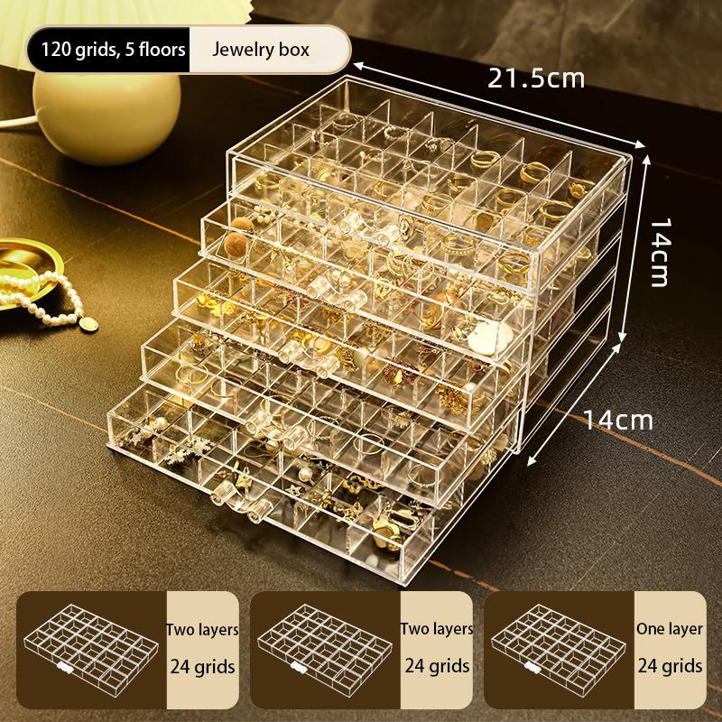 Drawer Jewelry Box Storage for Women Plastic Jewelry Boxes Organizer Ring Necklace Bracelet Earrings Transparent Display Stand