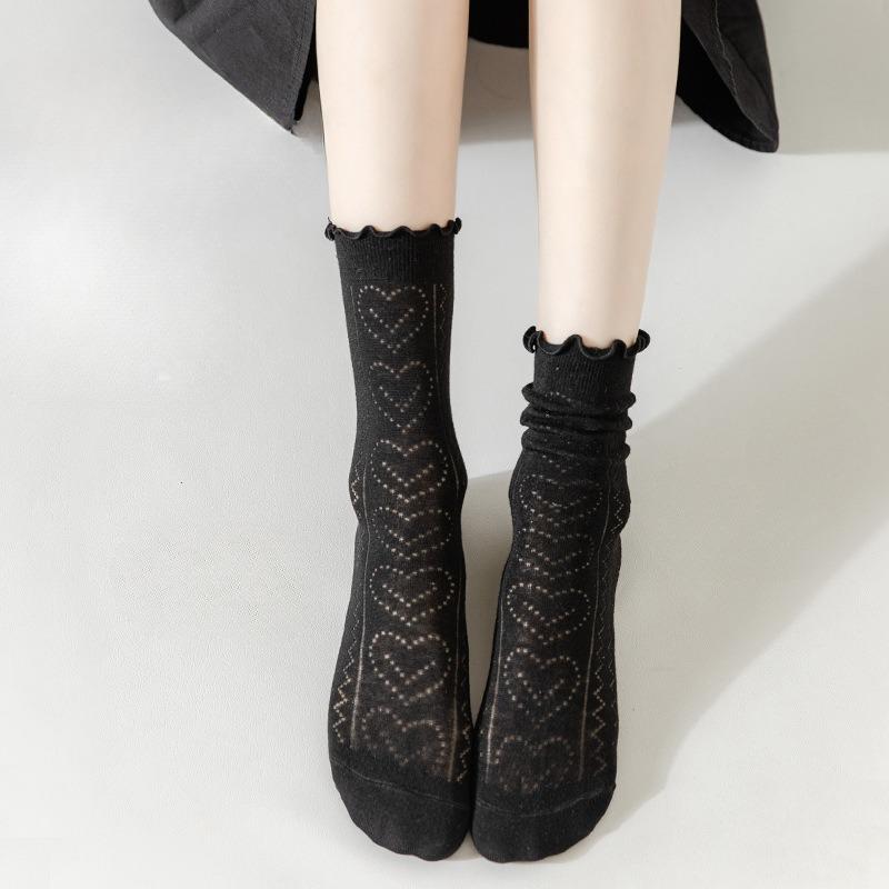 Sexy Lace Girl Summer Net Socks, School-style Sweet Girl Pile Socks, Calf Socks