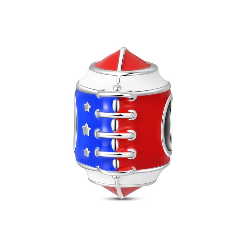 New Copper Star Blue Red Denim Skull Head Football Charms Beads Fit Original Bracelets Diy Jewelry Gift