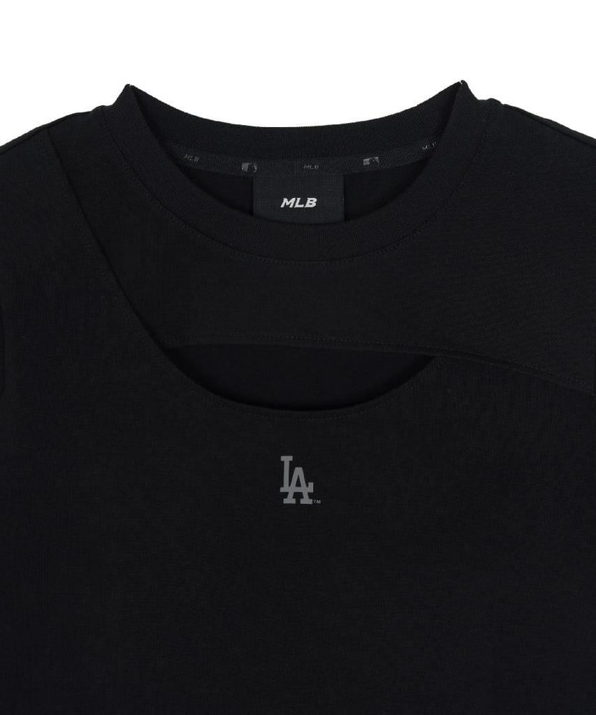 Emelbi Women'S Cutout Detail Slim Semi-Crop Short Sleeve T-Shirt La (Black)