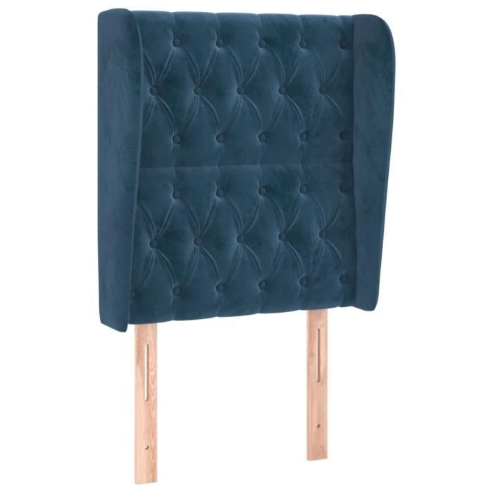 VidaXL Tête de lit avec oreilles Bleu foncé 83x23x118-128 cm Velours3118326