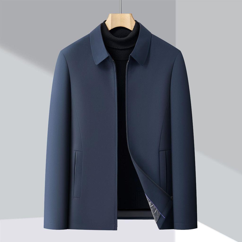 Counter Men's Mid-Age Business Casual Lightweight Warm Down Jacket with Turn-Down Collar