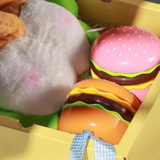 Air Cooler Novelty Hamburger Mini Fan with Makeup Mirror Foldable Design 3-Speed Wind Adjustment USB Rechargeable Cooling Fan