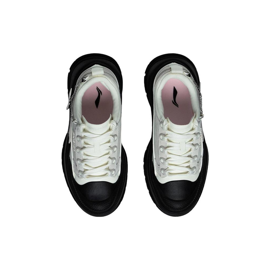 Li-Ning Synthetic Leather Non-Slip Wear-Resistant Low-Top Sports Casual Shoes Women Sneakers White Black AGCS276-3