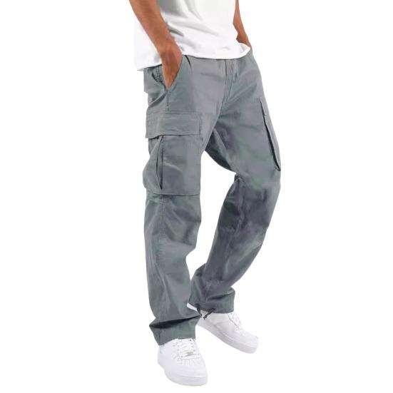 Men Casual Cargo Pants Multi-Pocket Baggy Trousers Loose Fit Straight Leg Joggers Pants for Street Gym Running Hiking