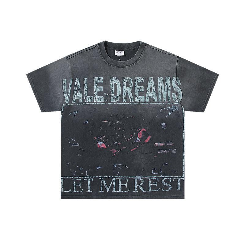 26 Cross-border foreign trade VALL Meichao high street retro washing water old direct injection hot diamond short sleeve pullover men's and women's 