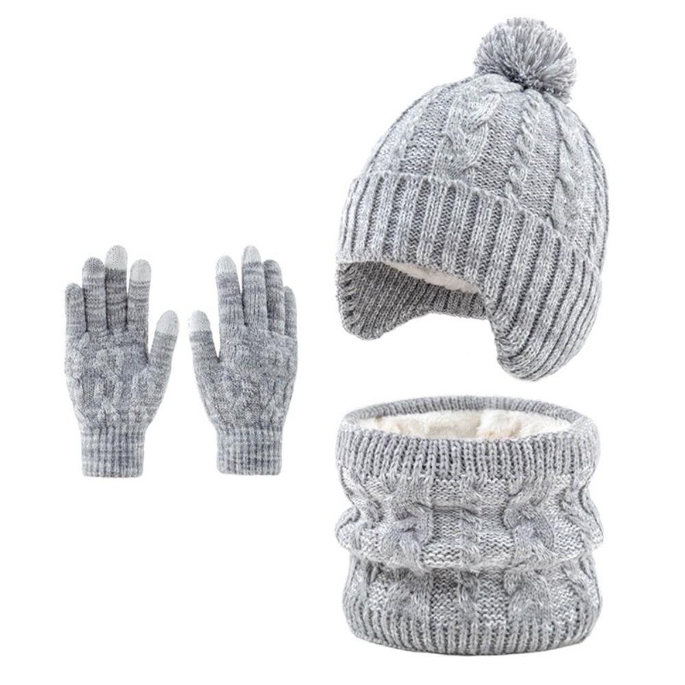 Colorful Kids Hat Scarf Gloves Set Thickened Gloves Warm Pullover Hat For Children
