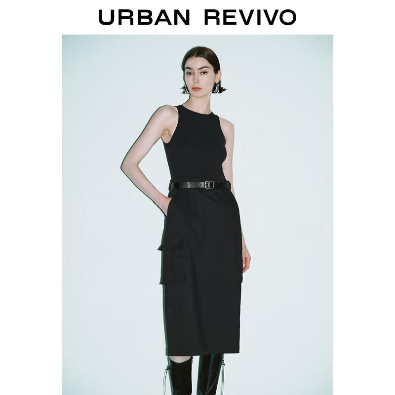 

UR Women s Trendy Patchwork Faux Two-Piece Sleeveless Dress L