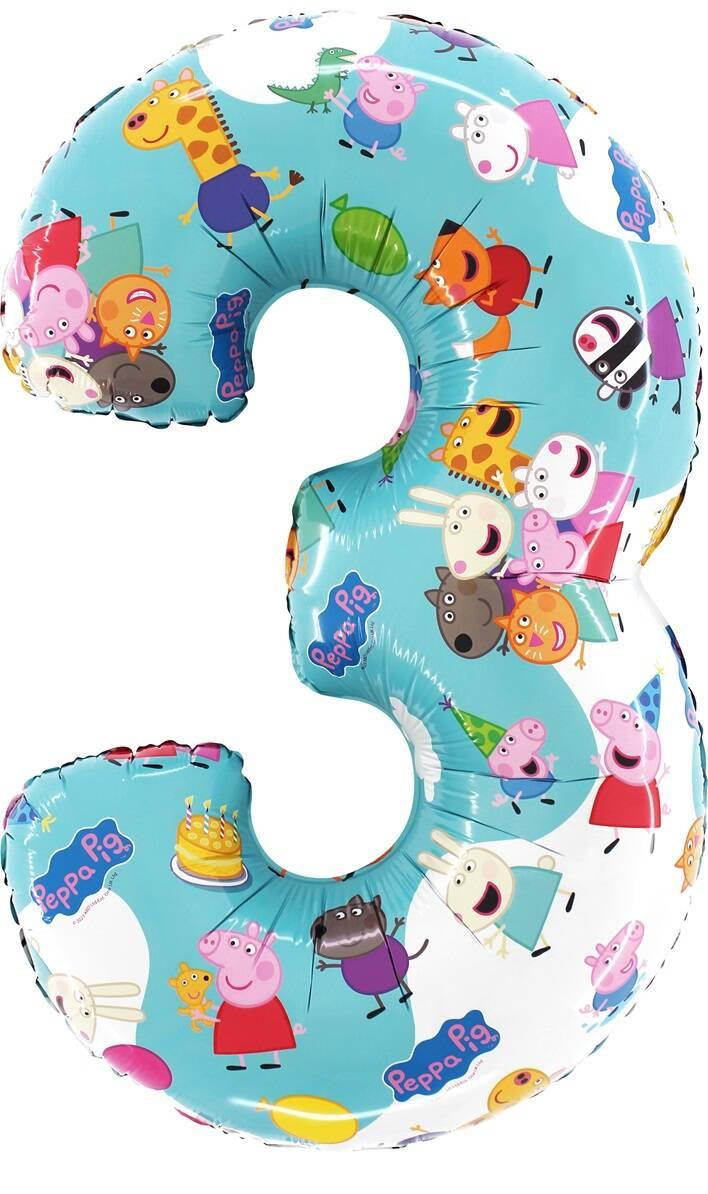 Balon Folie Cifra 3, Peppa Pig, 66 Grabo