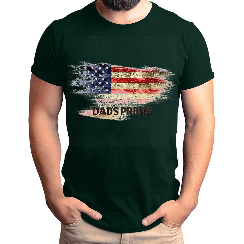 Men's Father's Day Flag Printed T-Shirt Men's Loose Casual Short Sleeve Top