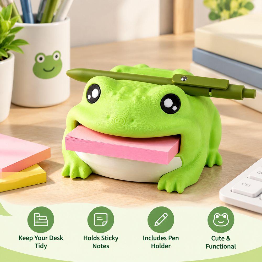 Cute Frog Shape Frog Desk Organizer Matte Finish Memo Holder Durable Pen Rest Slot Desk Decor
