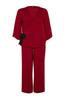Women's Style Plus Size Claret Red Double Breasted Collar Tied Woven Pajama Set