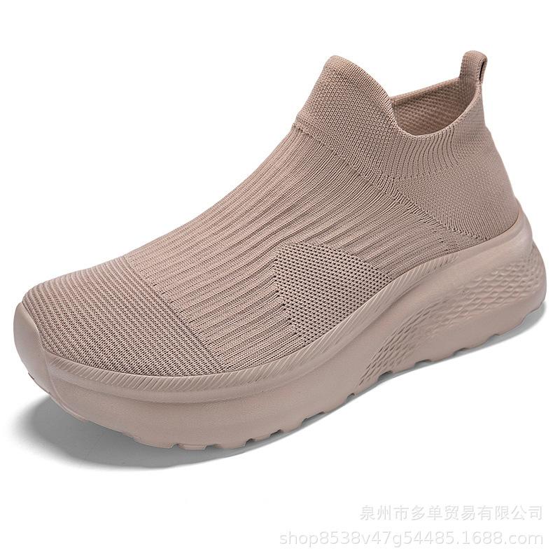 Flash wear lace-free lazy casual shoes outdoor non-slip wear-resistant fly-woven mesh socks shoes