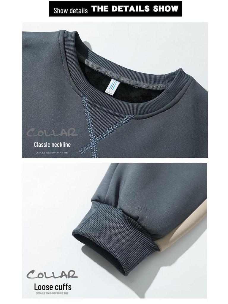 2025 Men's Crew Neck Sweatshirt - Korean Style, Loose Fit, Long Sleeve for Spring & Autumn