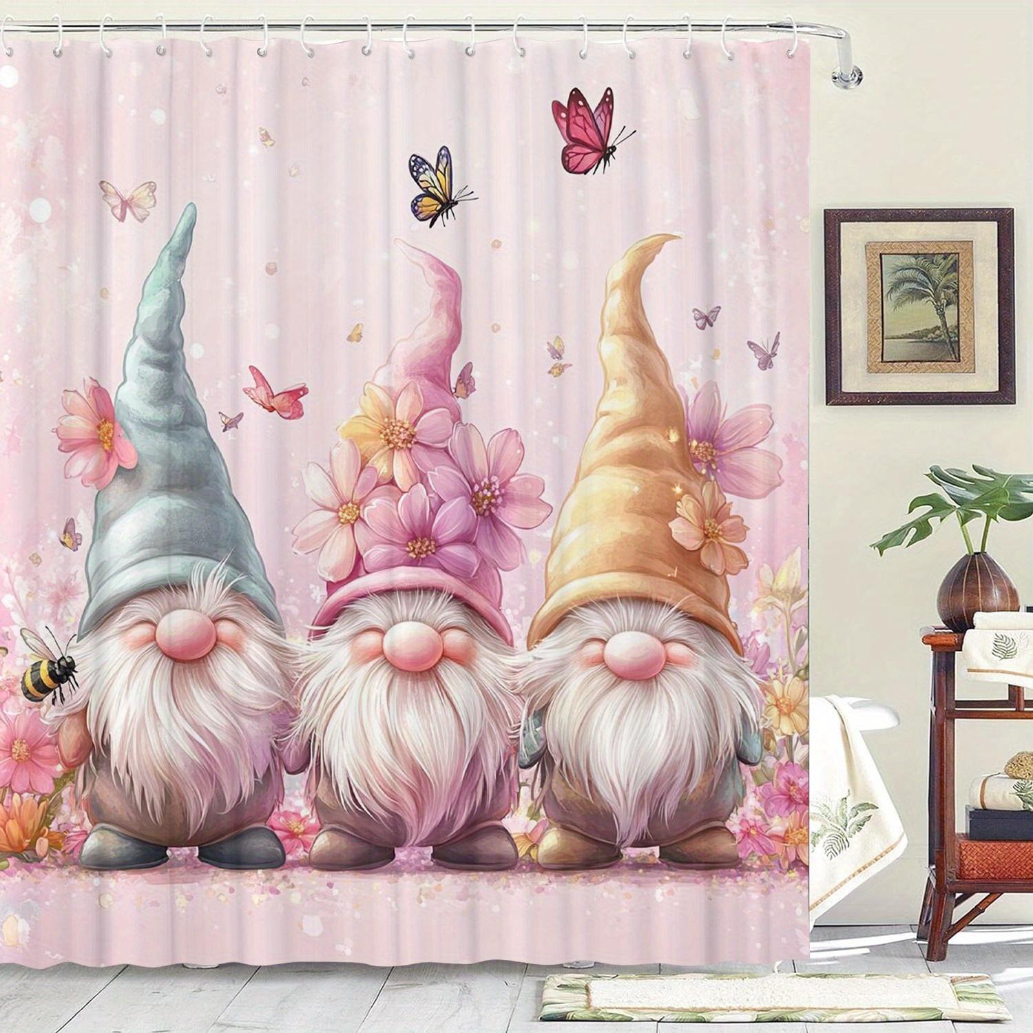 A Charming Gnomes Shower Curtain: Add a Touch of Whimsy and Warmth to Your Bathroom with This Adorable Design Featuring W90XH180cm