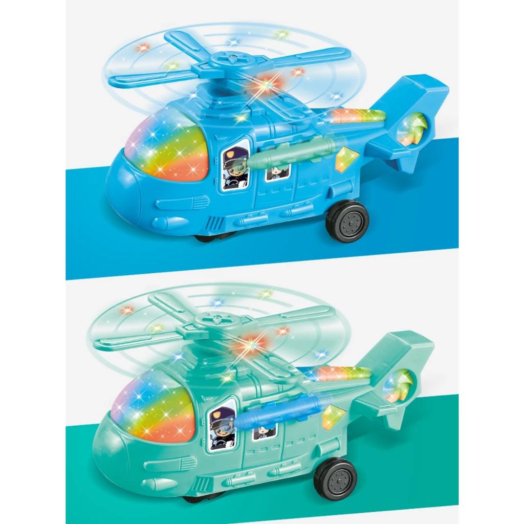 Children's Universal Wheel 360 Degrees Rotate Transparent Airplane with Music Light Model Toys Gift