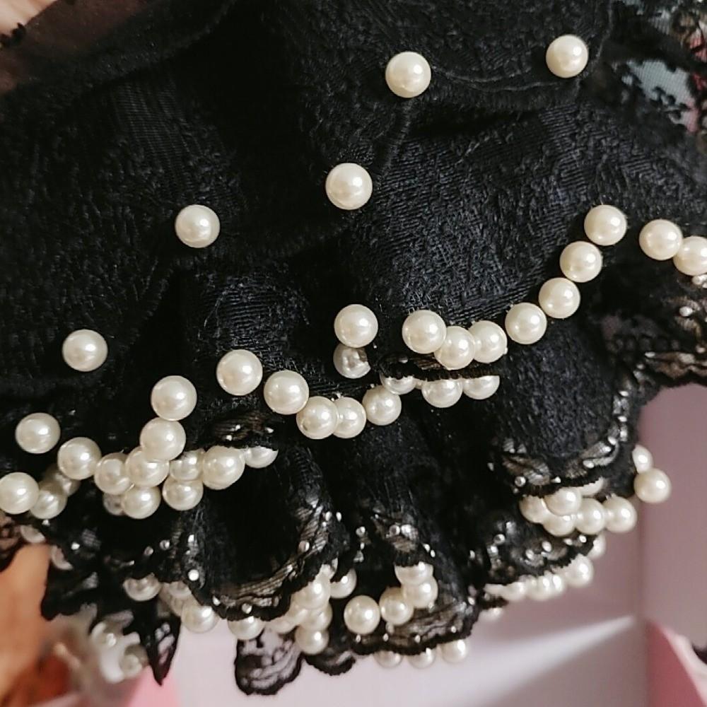 Elastic Pearl Lace Scrunchies Hair Bands Ponytail Holder Oversize Lace Hair Ties for Meatball Head
