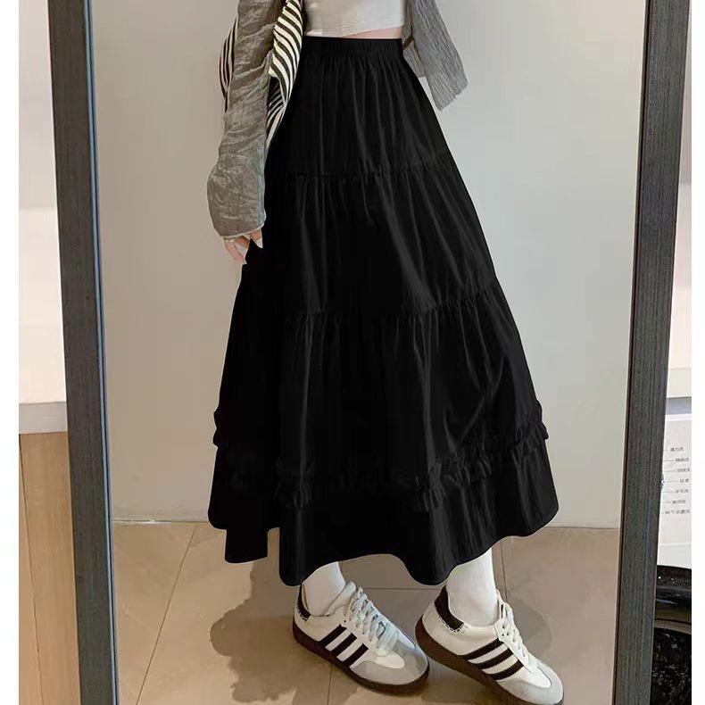 Women's Retro High-Waist A-Line Midi Skirt - Summer Slimming, Versatile, and Casual