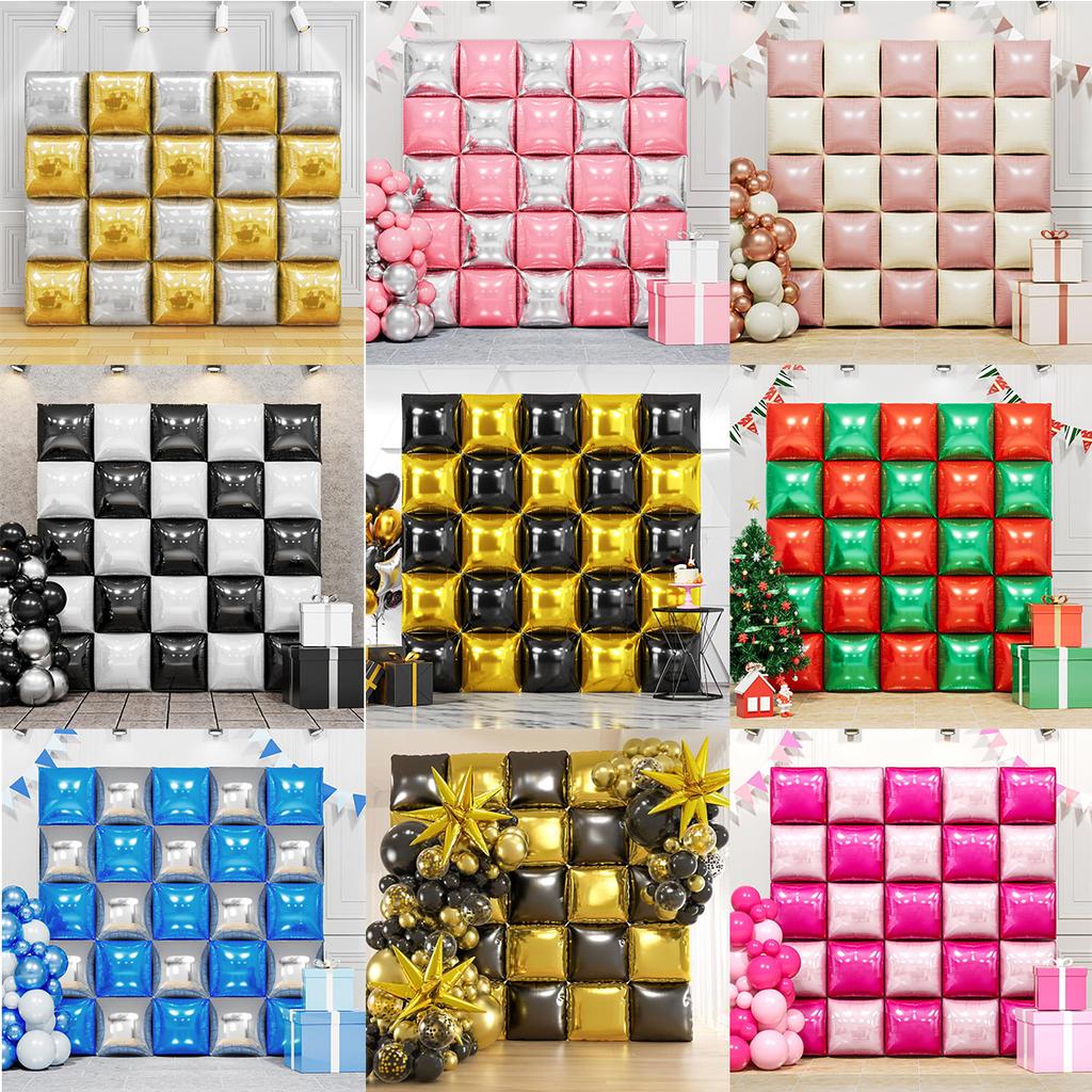 25 Pieces of Double-Sided Square Aluminum Foil Balloon Walls for Anniversary Wedding Season Valentine's Day Birthday Party
