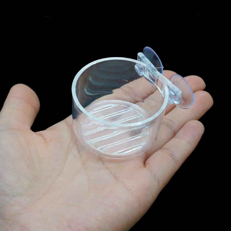 Aquarium Decoration Plant Cup Pot Acrylic Waterweed Cup with Suction Holder Mini Gardening Vase Red Worm Feeder For Fish Tank
