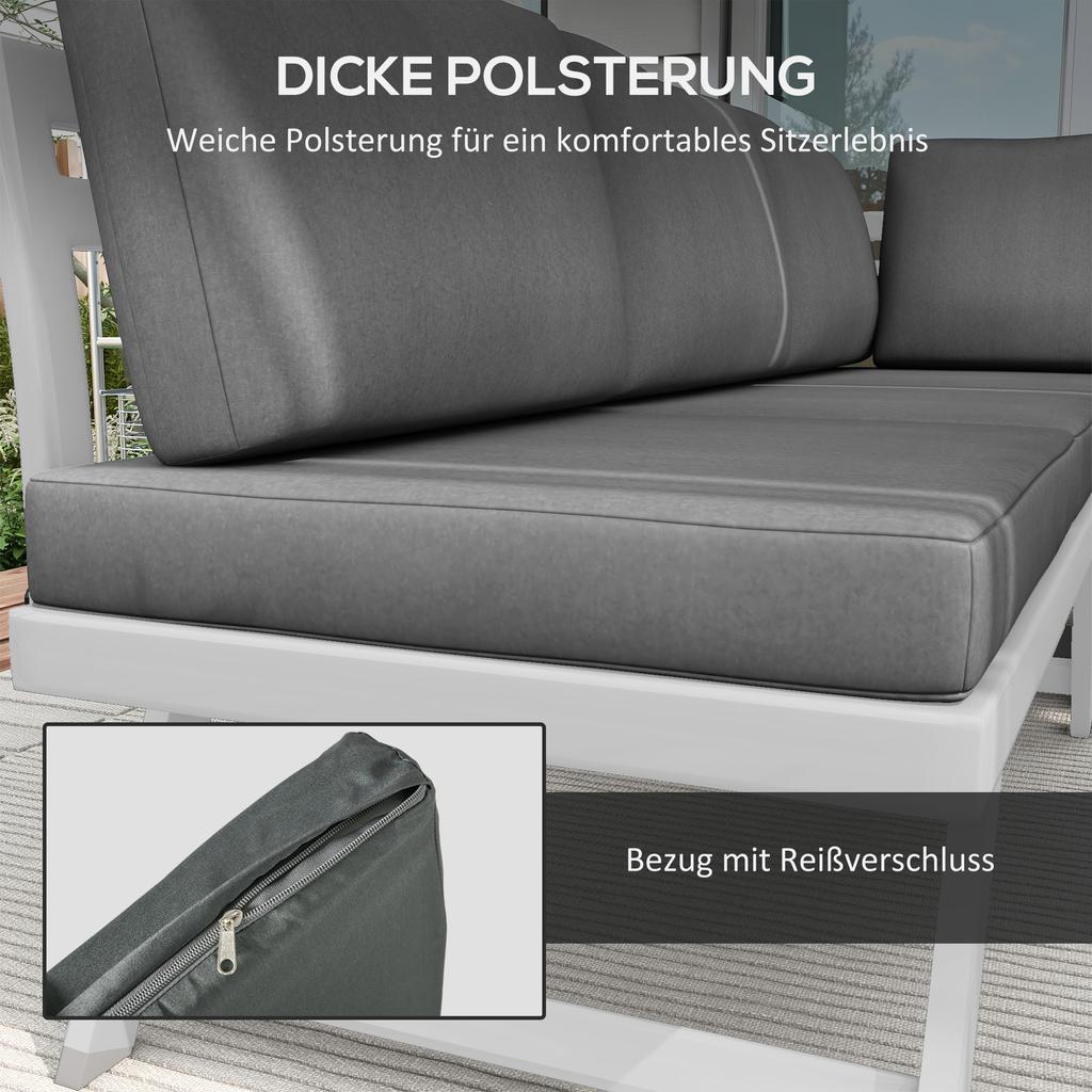 4-Piece Garden Seating Group Lounge Furniture Set 4-Piece, 115 Cm X 61 Cm X 65 Cm, Grey + White