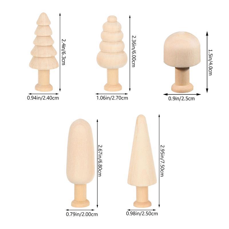 10pcs Unfinished Wooden Christmas Tree Painted Crafts Peg Dolls DIY Craft Graffiti Painting Blank Nursery Ornament Xmas Decor