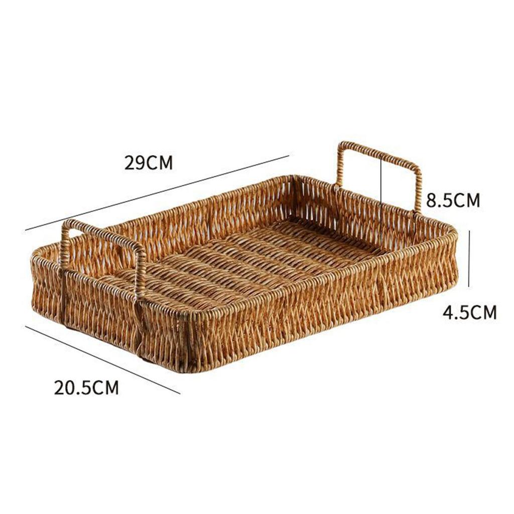 Rectangular Hand Woven Serving Tray Multipurpose Decoration Vegetables Holder Kitchen Organizer Crafts for Coffee Table Home