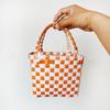 P Color Plastic Woven Handbasket Gift Basket Vegetable Basket Women's Bag Beach Bag
