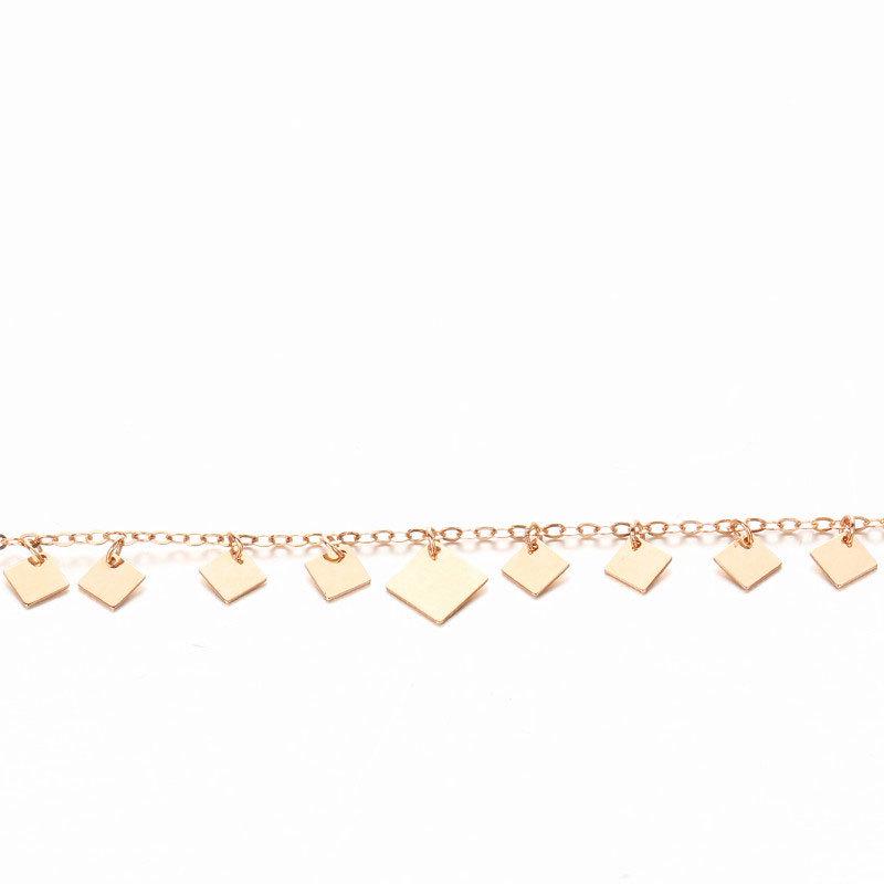 Starry Sky Russian Purple Gold Sparkling Sequin Anklet for Women - Rose Gold Plated