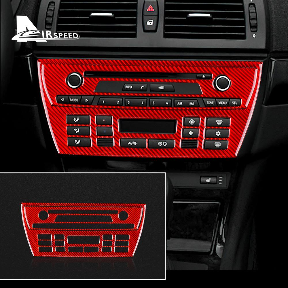 Carbon Fiber Style Interior Sticker for BMW X3 E83 2004-2010 AC CD Panel Cover Trim