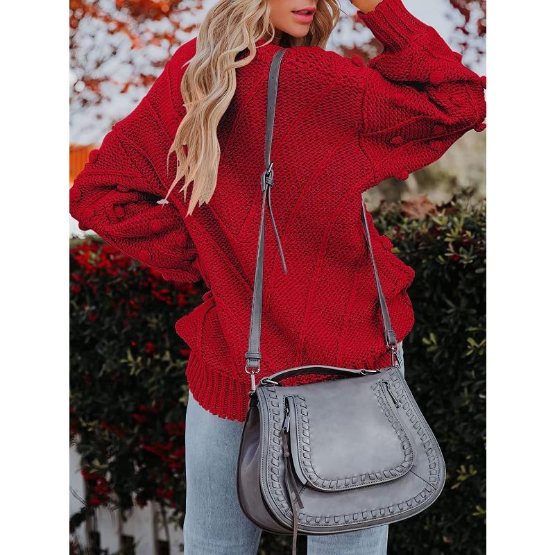 Autumn and winter new hairball knitted sweater loose long sleeve pullover sweater women's clothing