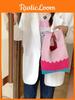 Elegant Korean Spring Summer Knitted Bag With Flower Patterns For Casual Outings