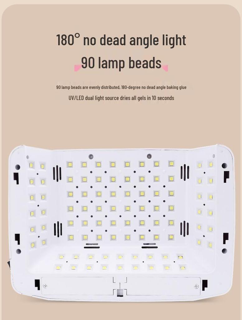 Rechargeable 380W Nail Lamp with Hand Rest for Two-Hand Nail Art