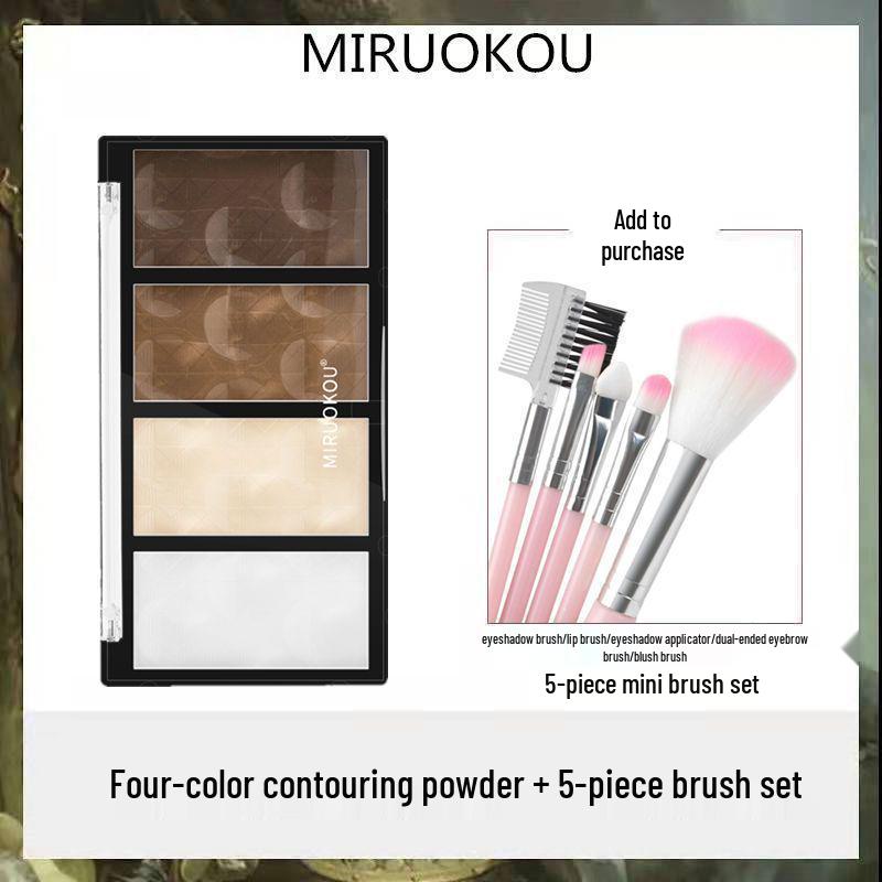 Mijoqo Four-Color Contouring Powder: Natural Highlighting & Shading Kit for V-Face and Nose.