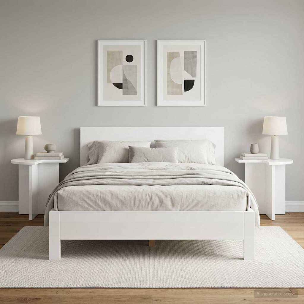 Side Table Set 2 Pcs High Gloss White Ø 39 X 38 Cm Engineered Wood