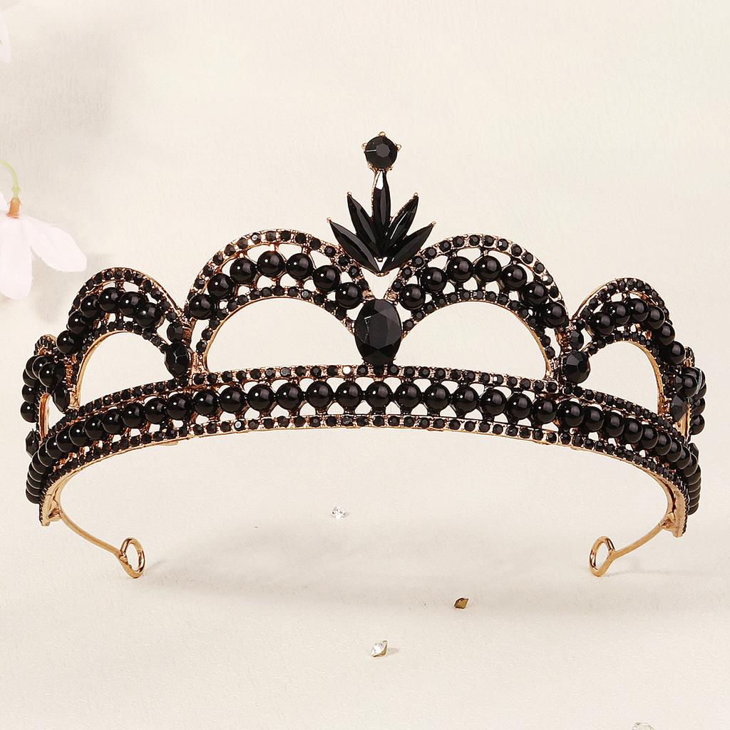 Halloween Jewelry Rhinestone Alloy Crown Holiday Party Dance Dress Headdress High-end Black Crown