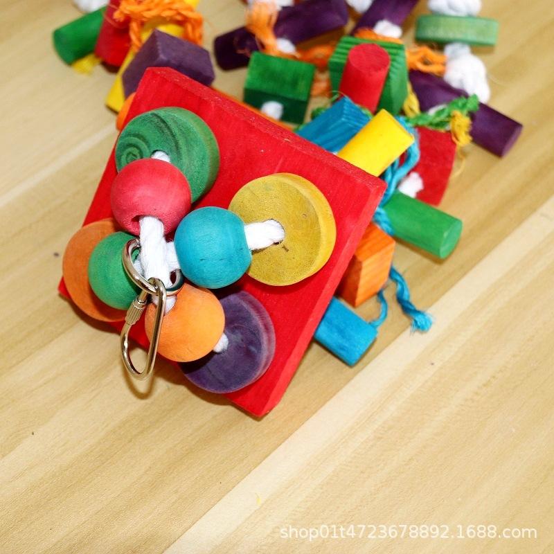Parrot toys Vibrant wooden bird supplies Distinctive shape Diverse ways to play Complete variety Large bite bird toys