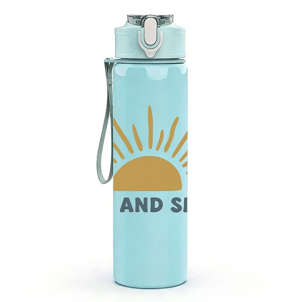 1PC Rise And Smile Sun Art 750ml Color Plastic Sports Water Bottle Leakproof Flip Straw Lid Suitable for Sports Office Home Use