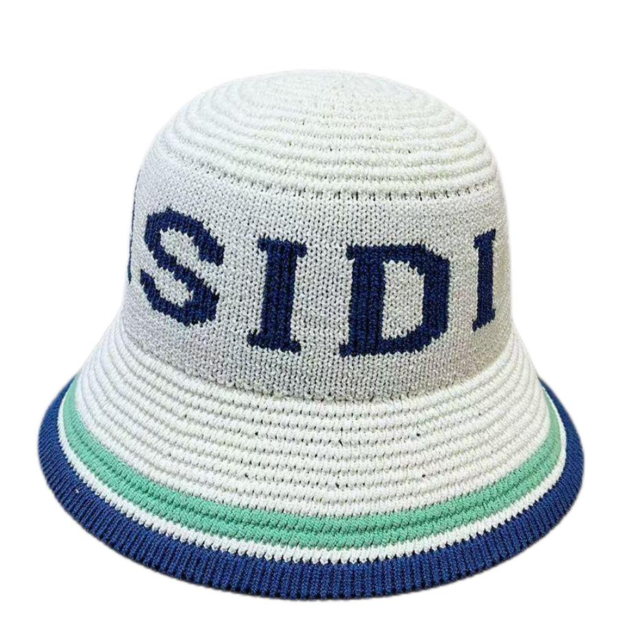 Spring Summer Panama Hat Women Hollow Knitted Hat Bucket Hat Outdoor Sun Visor Beach Hat Letter Jacquard Breathable Travel Cap