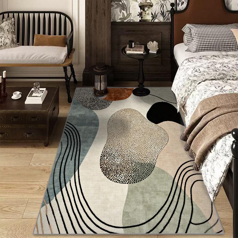 RAKKS Modern Geometric Crystal Rug - Abstract Line Art Design, Smooth Low Pile Velvet, Non-Slip for Contemporary Living Room