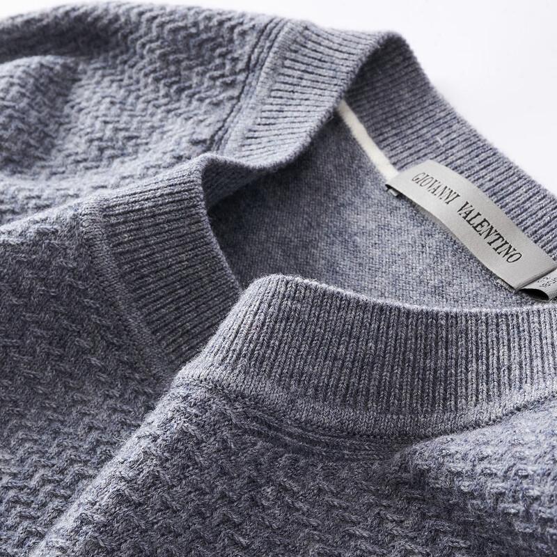 Giovanni Valentino Men's 100% Wool Crew Neck Sweater
