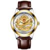 Wasserdichte und leuchtende Tierkreiszeichen-Drachenform Vollautomatische Quarzuhr Mechanische Uhr für Herren Stahlarmband für Herren